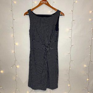 ANN TAYLOR Navy Striped Knot Dress